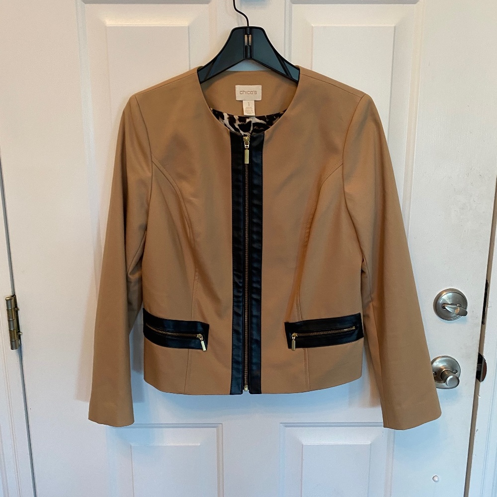 Chico's Blazer with zipper detail.